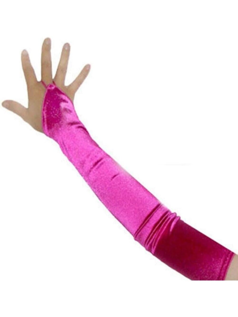 Women's Fuchsia Pink Over The Elbow Fingerless 23" Long Bridal Long Satin Gloves